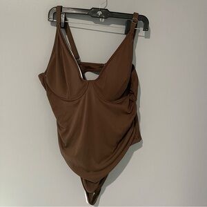 Brown One-Piece Swimsuit | Shein | 3X
